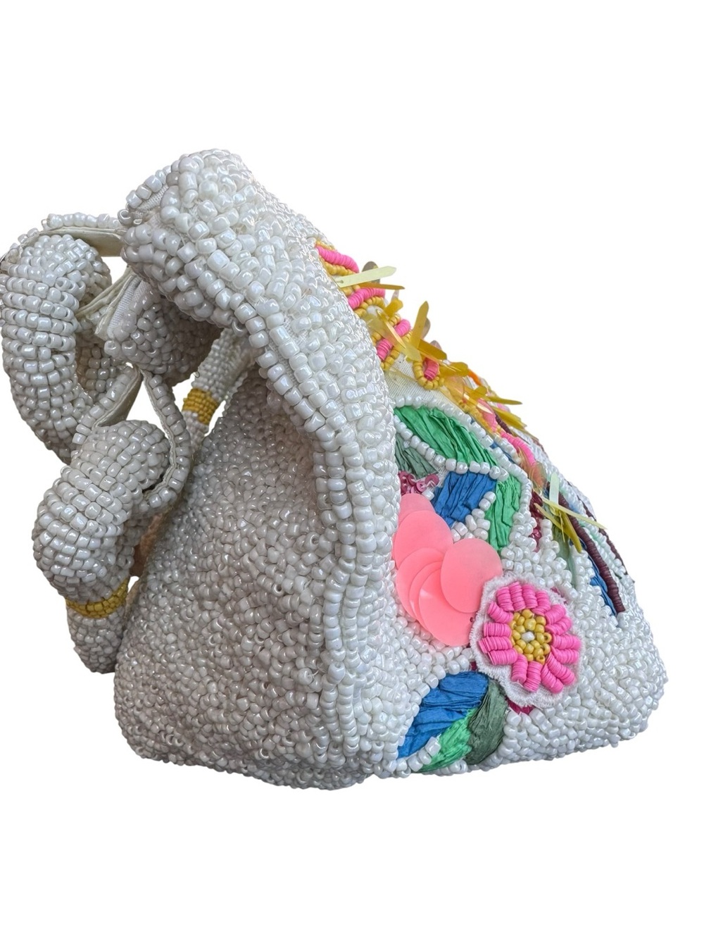 NWT Viral Handcrafted in India Beaded Tropical Parrot Floral Tote Bag - Picture 4 of 12